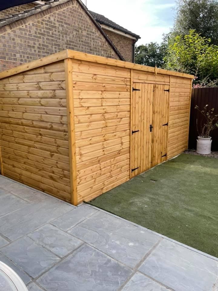 15x7 Pent Shed with Double Doors